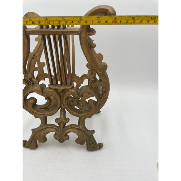 Brass Colored Cast Iron Lyre Harp Magazine, Book or Music, Holder / Stand - Picture 4 of 4